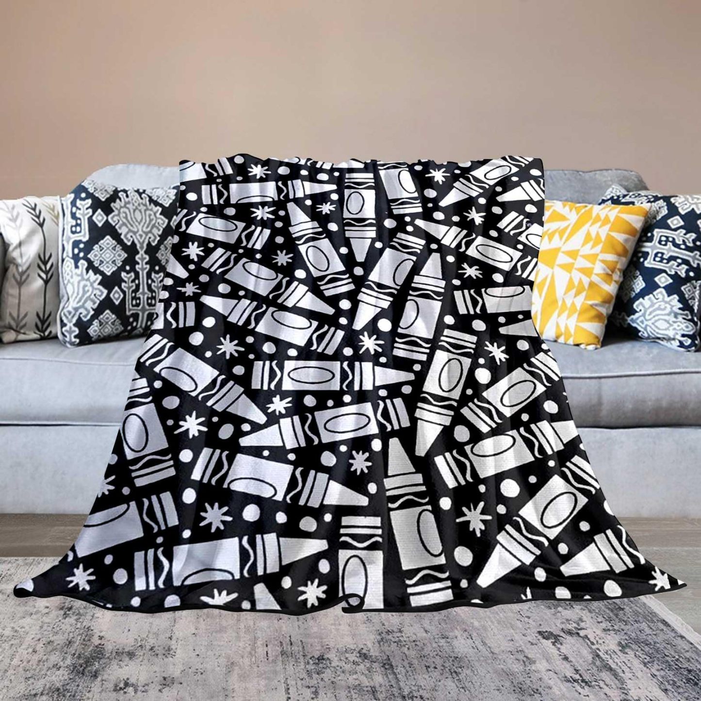 DIY Coloring Blanket with Markers, Color Your Own Blankets, Customizable Washable Diys Colorings Blanket Kits, You Can Color Fuzzy Velvet, Creative Diys Colorings Blankets for Adults
