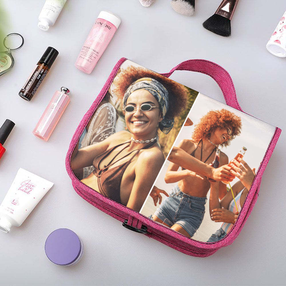 Custom Photo Hanging Toiletry Bag Personalized Cosmetic Makeup Travel Organizer for Men and Women - Get Photo Blanket
