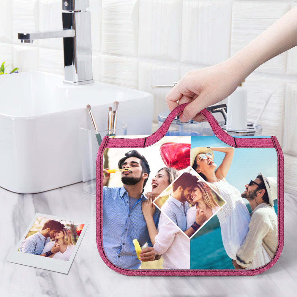 Custom Photo Hanging Toiletry Bag Personalized Cosmetic Makeup Travel Organizer for Men and Women - Get Photo Blanket