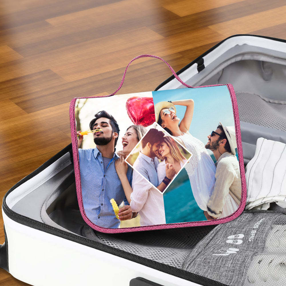 Custom Photo Hanging Toiletry Bag Personalized Cosmetic Makeup Travel Organizer for Men and Women - Get Photo Blanket