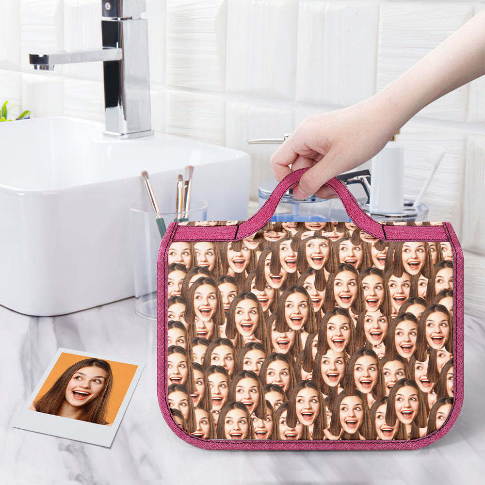 Custom Face Hanging Toiletry Bag Personalized Cosmetic Makeup Travel Organizer for Men and Women - Get Photo Blanket