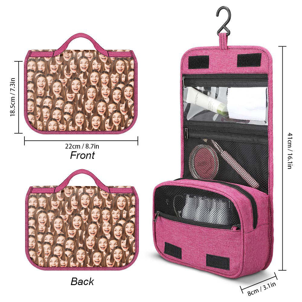 Custom Face Hanging Toiletry Bag Personalized Cosmetic Makeup Travel Organizer for Men and Women - Get Photo Blanket