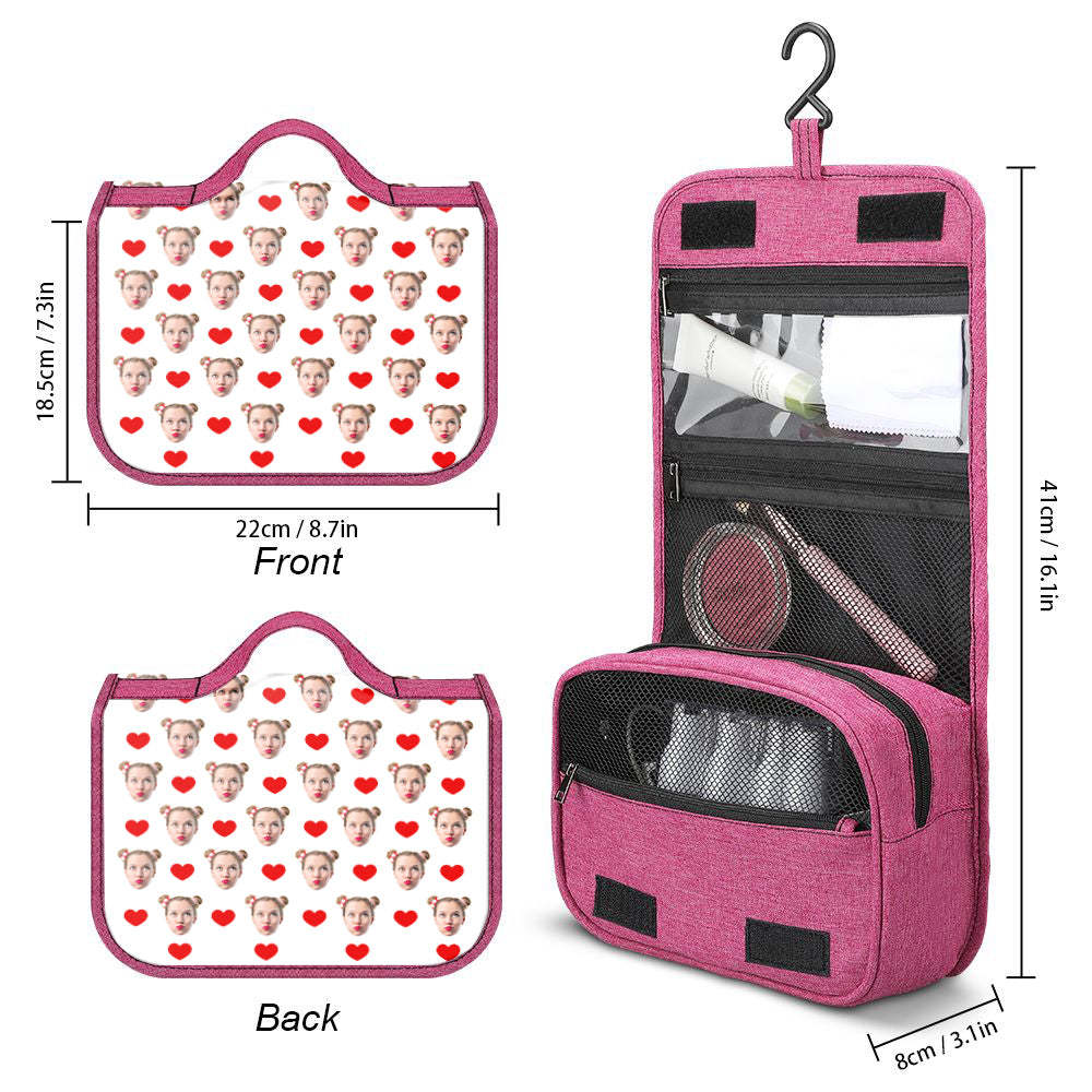 Custom Face Hanging Toiletry Bag Personalized White Cosmetic Makeup Travel Organizer for Men and Women - Get Photo Blanket