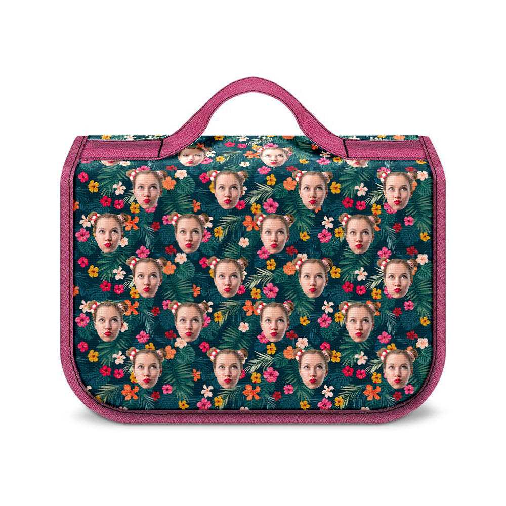 Custom Face Hanging Toiletry Bag Personalized Flower Cosmetic Makeup Travel Organizer for Men and Women - Get Photo Blanket