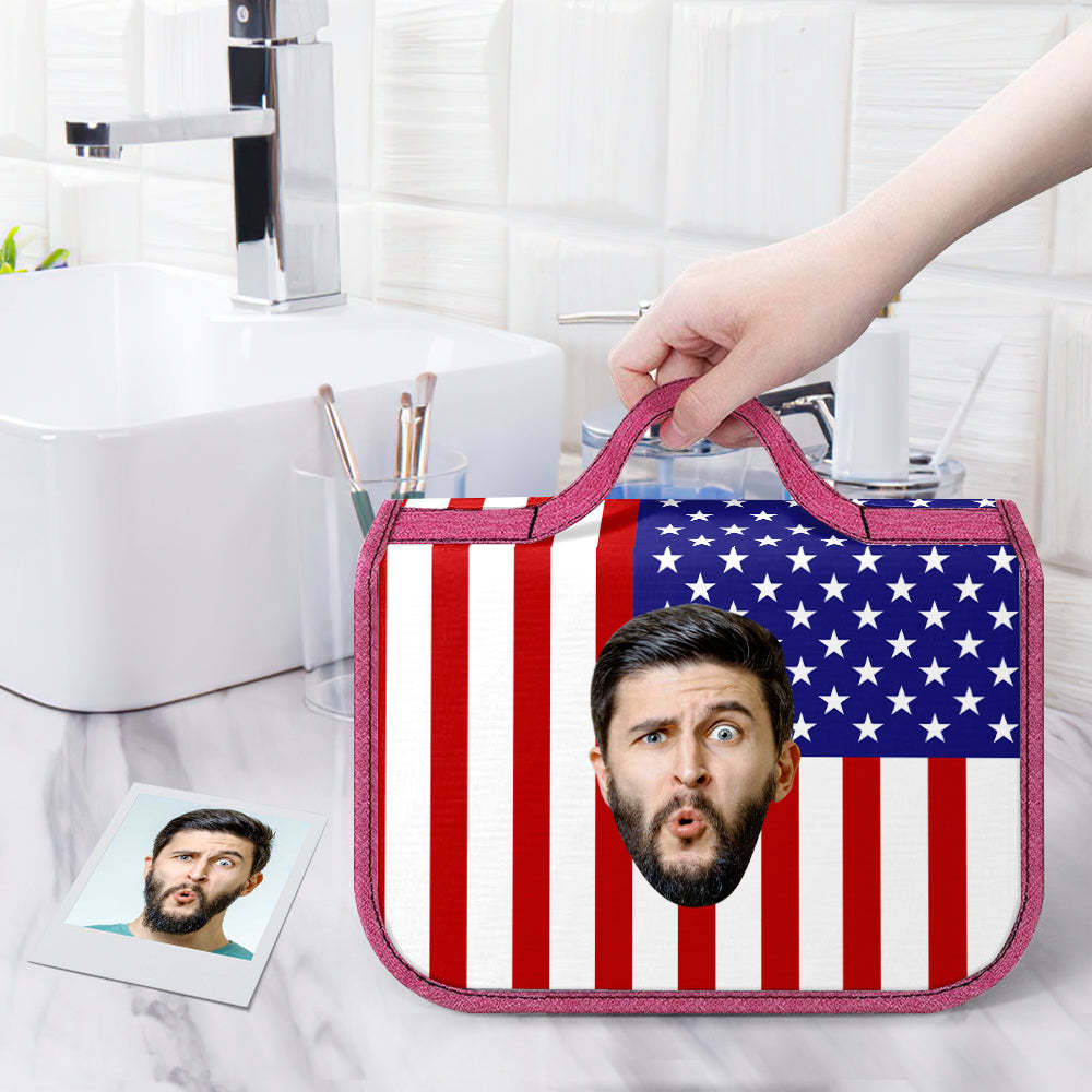 Custom Face Hanging Toiletry Bag Personalized Flag Cosmetic Makeup Travel Organizer for Men and Women - Get Photo Blanket
