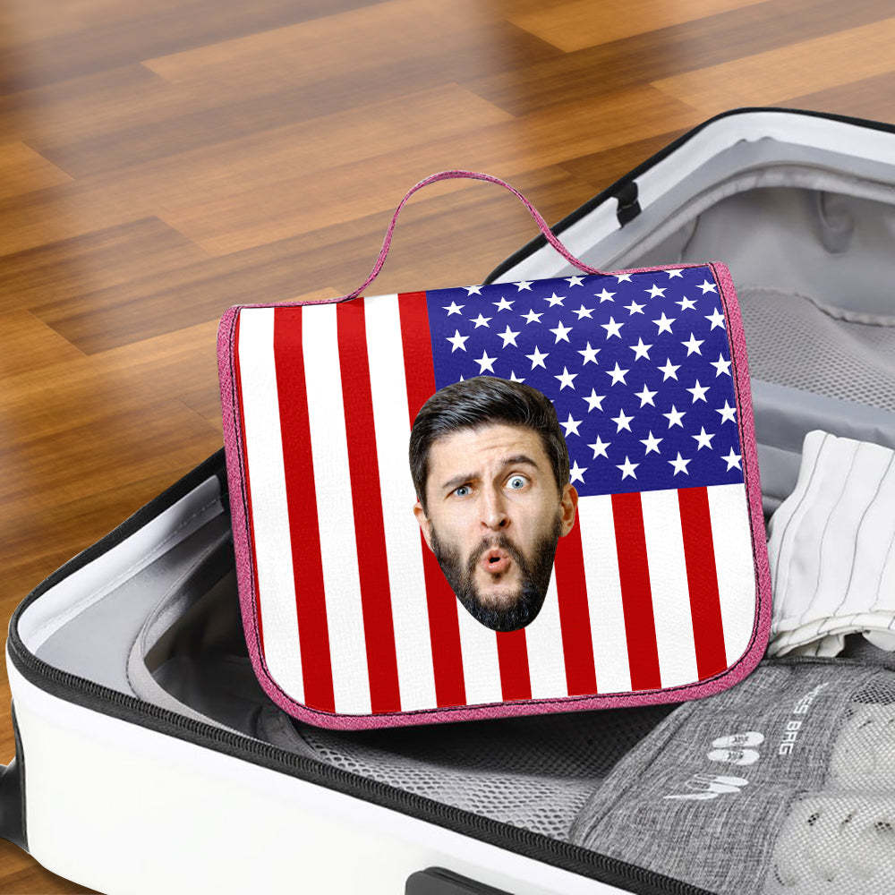 Custom Face Hanging Toiletry Bag Personalized Flag Cosmetic Makeup Travel Organizer for Men and Women - Get Photo Blanket