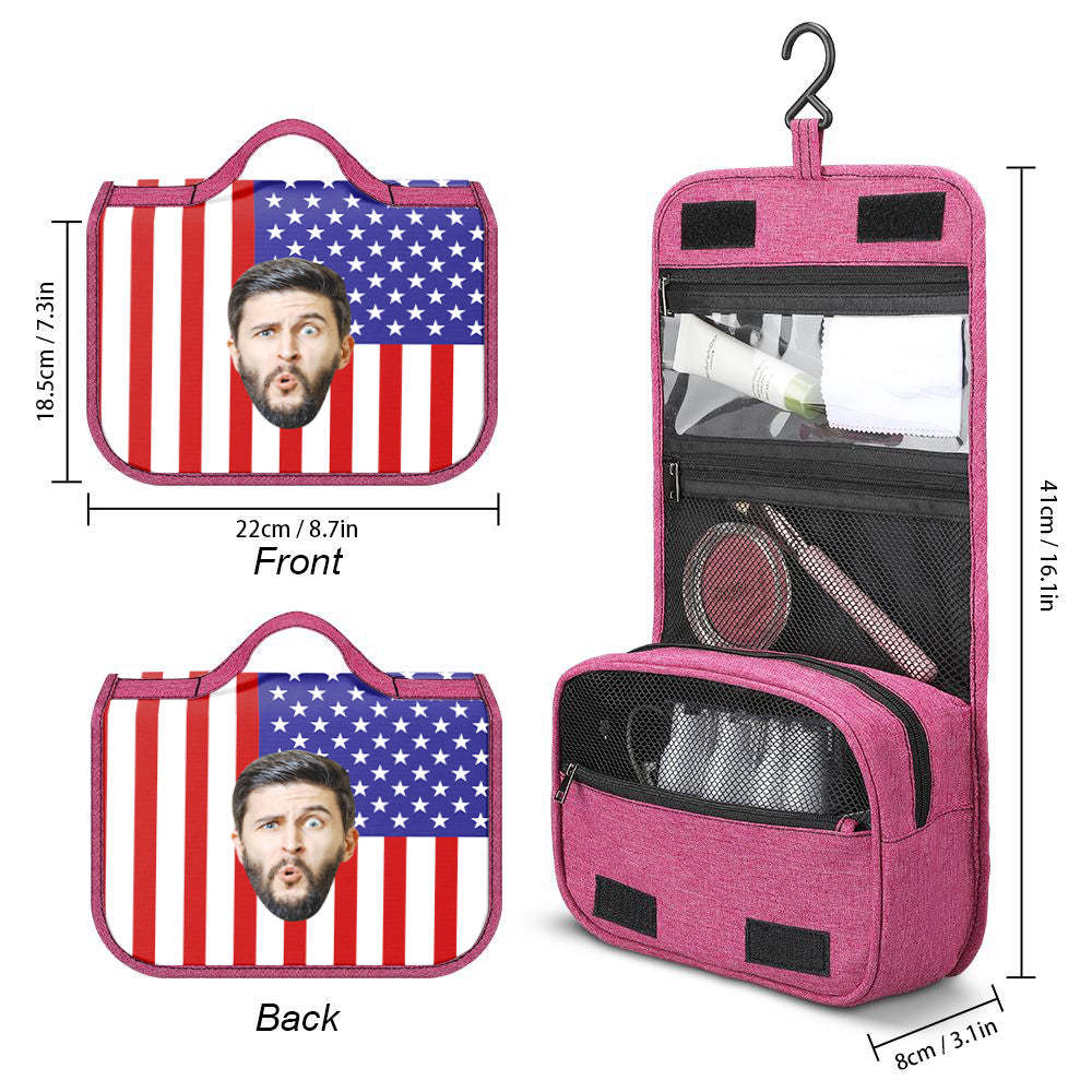 Custom Face Hanging Toiletry Bag Personalized Flag Cosmetic Makeup Travel Organizer for Men and Women - Get Photo Blanket