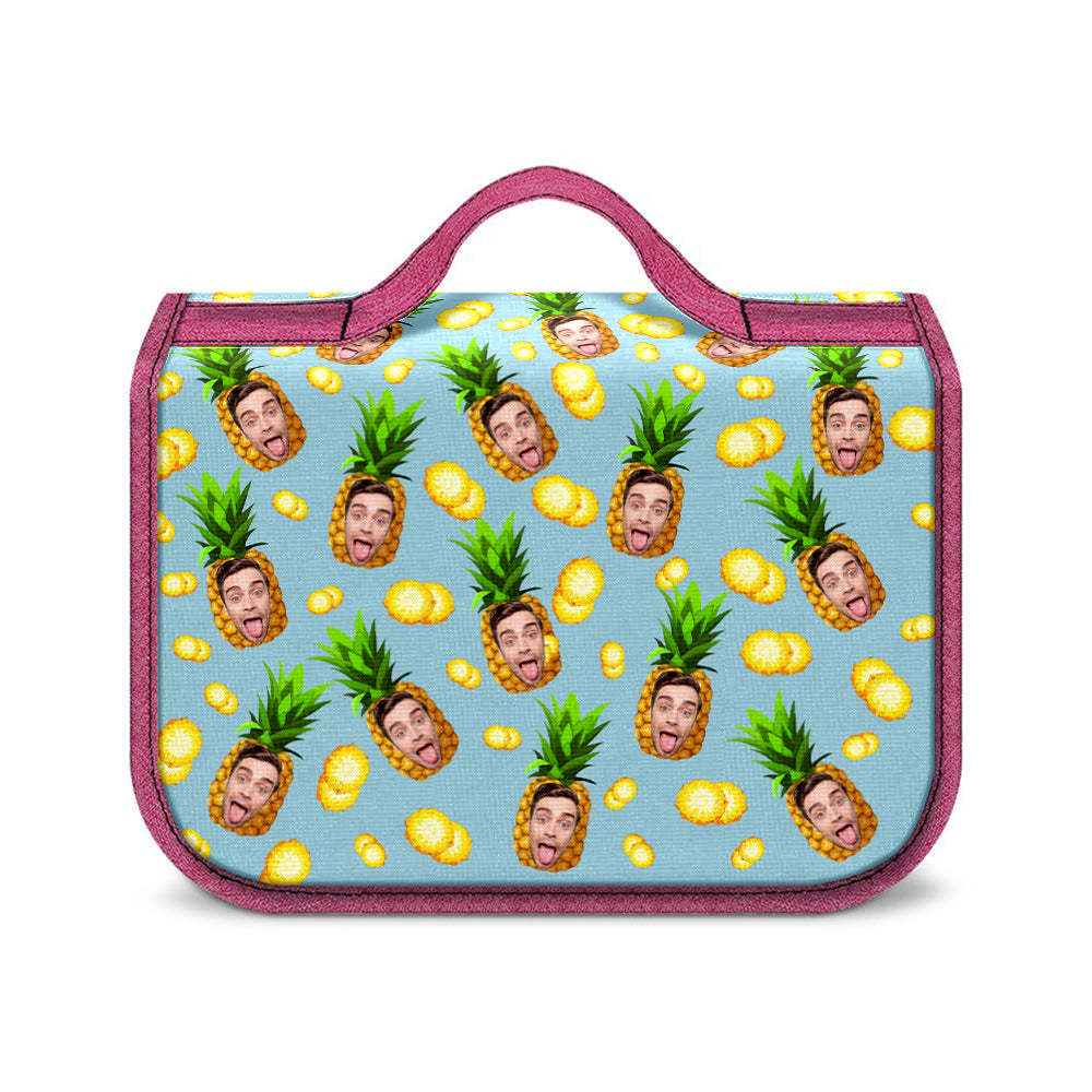 Custom Face Hanging Toiletry Bag Personalized Pineapple Cosmetic Makeup Travel Organizer for Men and Women - Get Photo Blanket