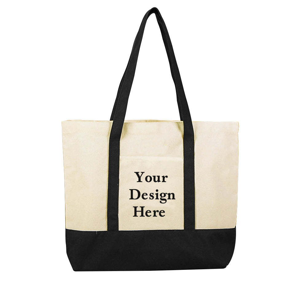 Custom Logo Canvas Tote Bag Personalized Beach Bag Gift for Women - Get Photo Blanket