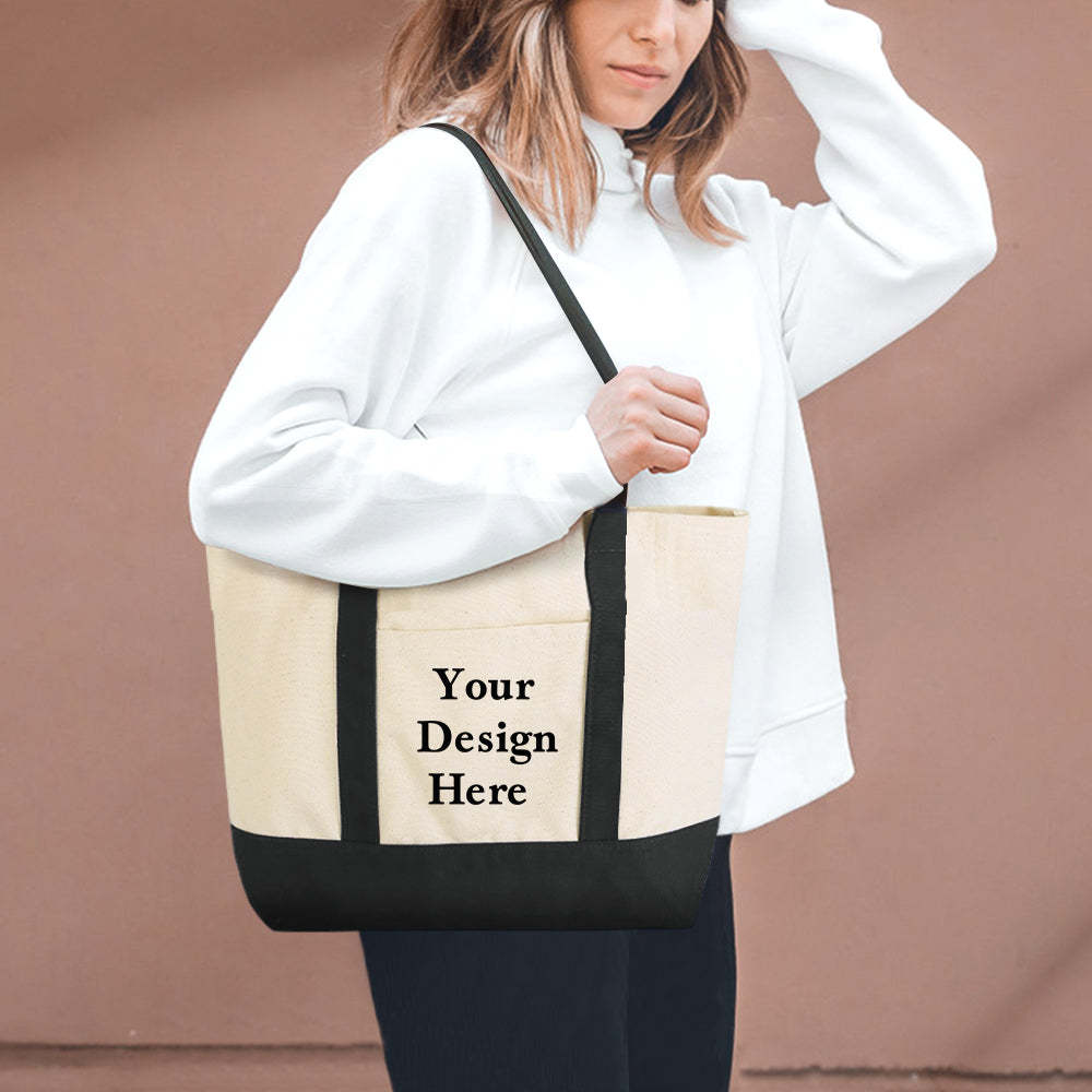 Custom Logo Canvas Tote Bag Personalized Beach Bag Gift for Women - Get Photo Blanket