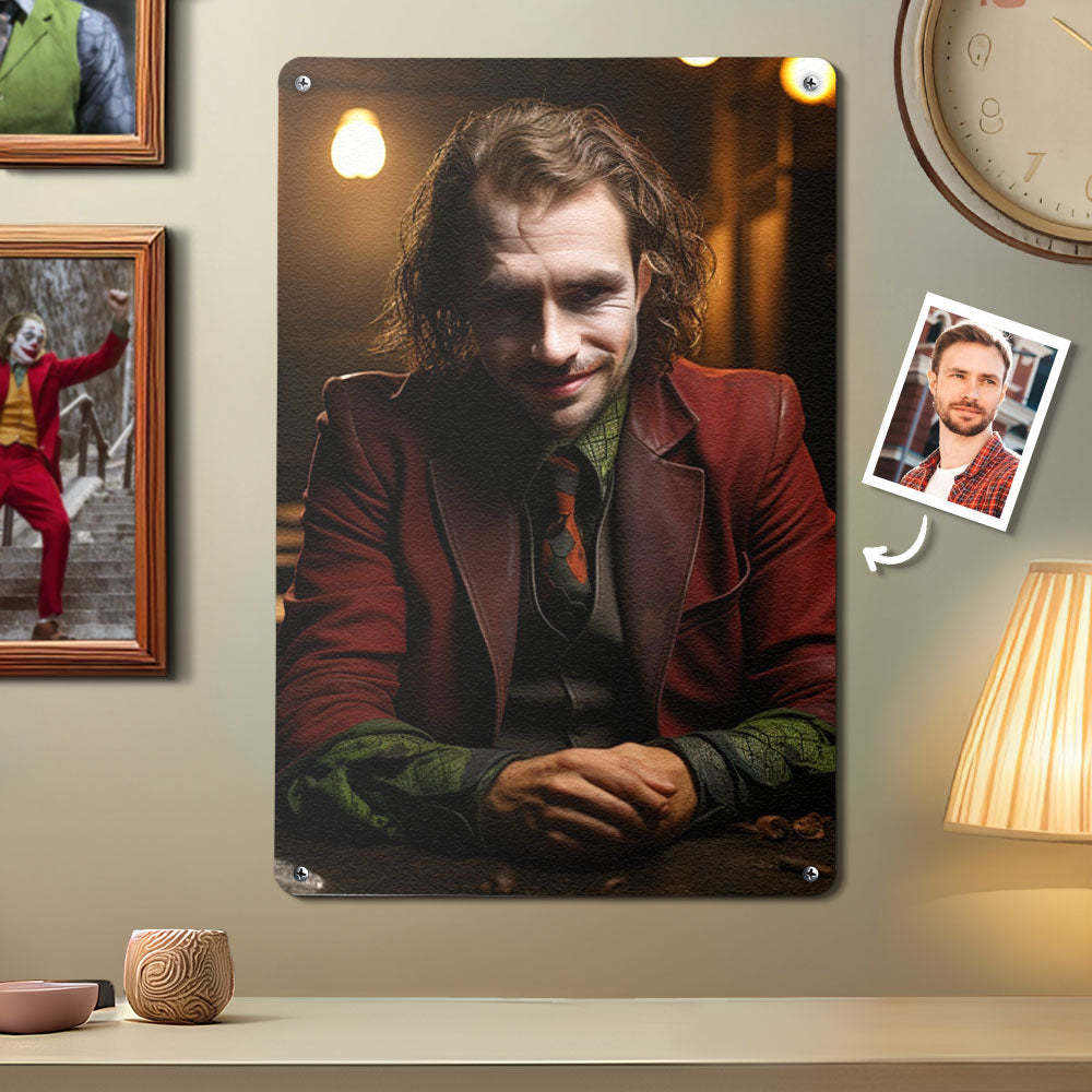 Custom Face Joker Metal Poster Personalized Photo Portrait Gifts for Him - Get Photo Blanket