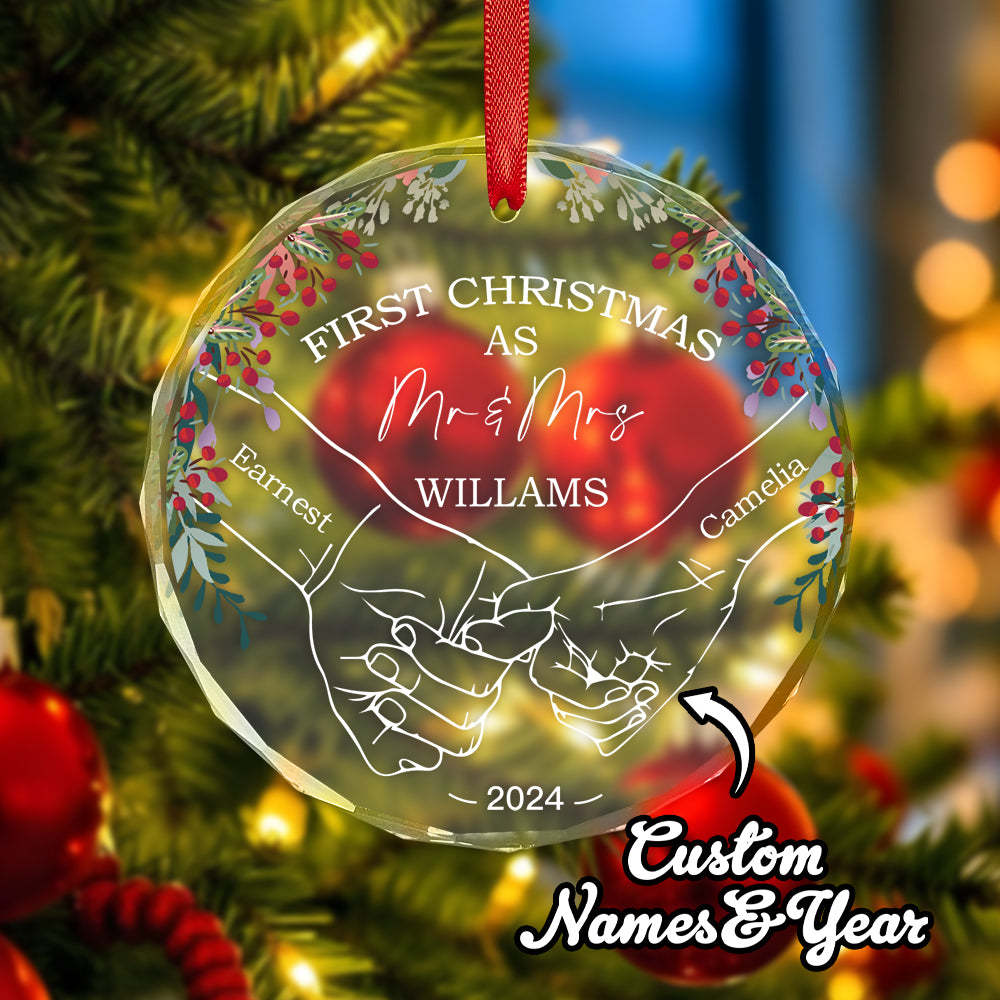 Personalized Holding Hands Ornament First Christmas Ornament Gift for Couple - Get Photo Blanket
