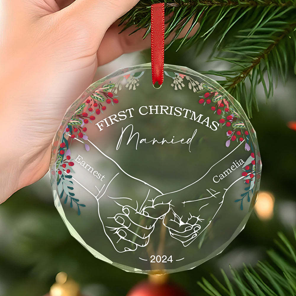 Personalized Holding Hands Ornament First Christmas Ornament Gift for Couple - Get Photo Blanket