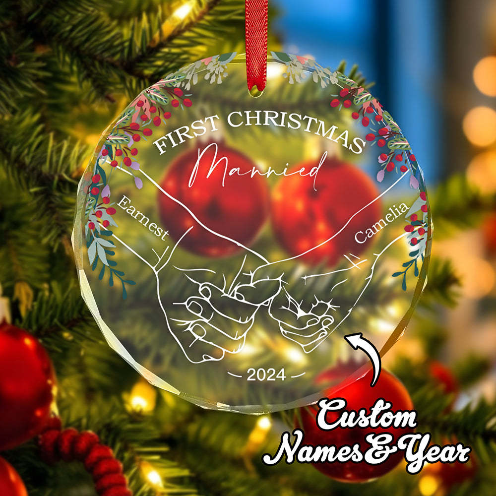Personalized Holding Hands Ornament First Christmas Ornament Gift for Couple - Get Photo Blanket