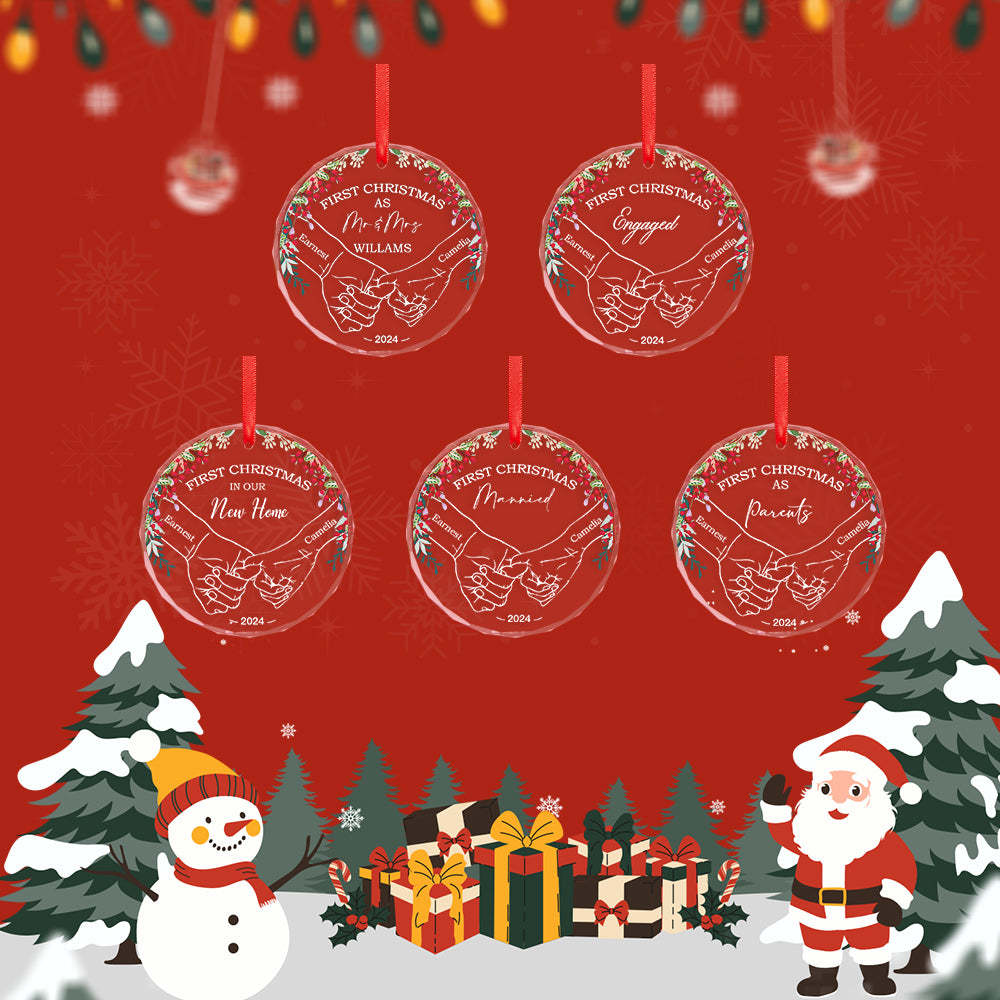 Personalized Holding Hands Ornament First Christmas Ornament Gift for Couple - Get Photo Blanket