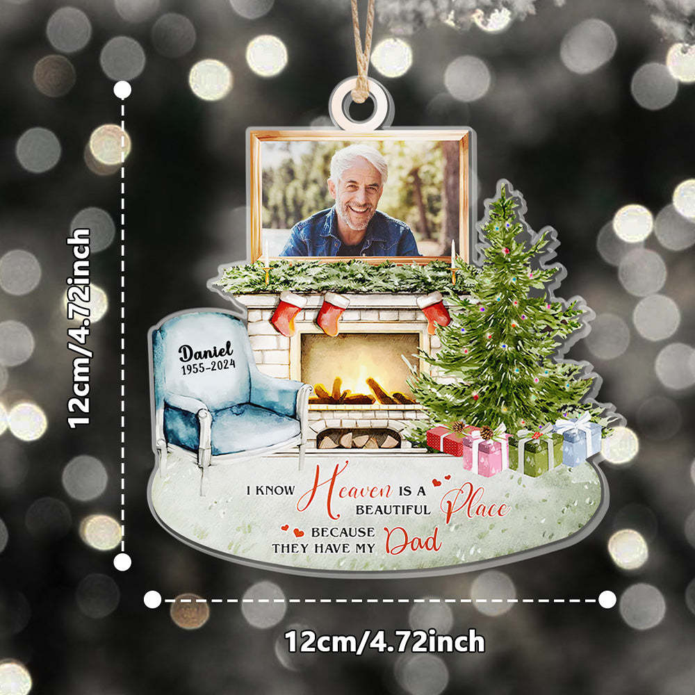 Personalized Heaven is a Beautiful Place Christmas Memorial Ornament Meaningful Christmas Gifts - Get Photo Blanket