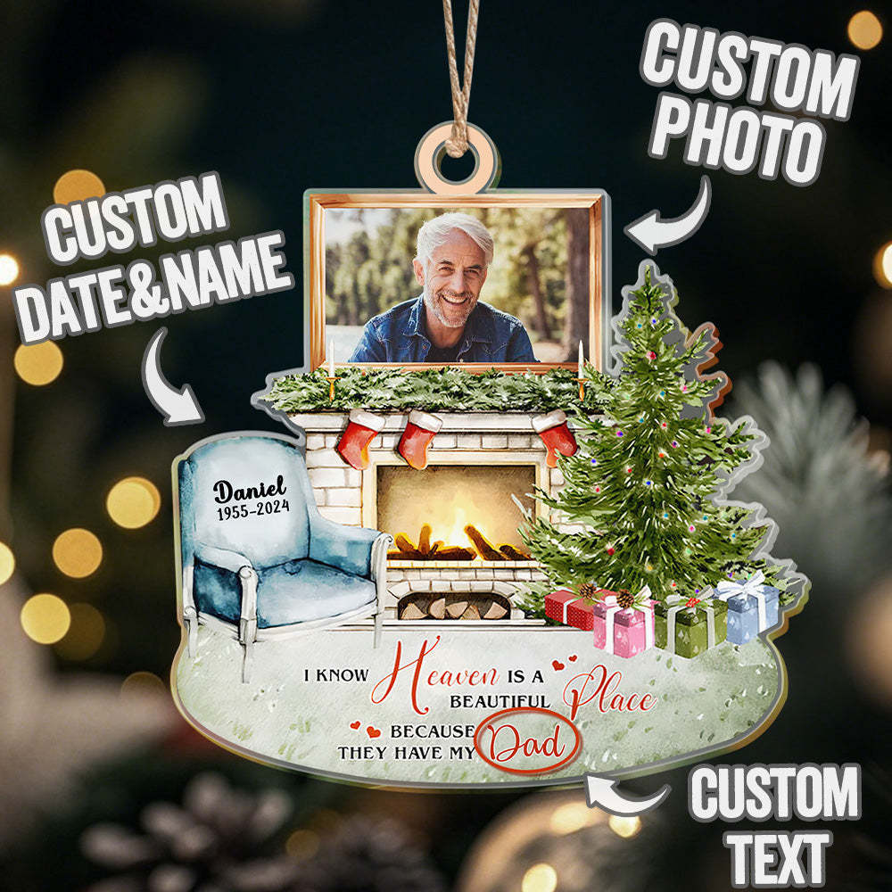 Personalized Heaven is a Beautiful Place Christmas Memorial Ornament Meaningful Christmas Gifts - Get Photo Blanket