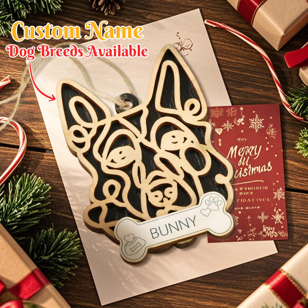 Personalized Line Art Dog with Name Christmas Ornament Christmas Gift for Dog Lover - Get Photo Blanket