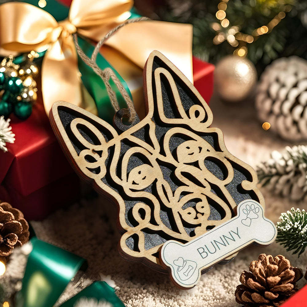 Personalized Line Art Dog with Name Christmas Ornament Christmas Gift for Dog Lover - Get Photo Blanket