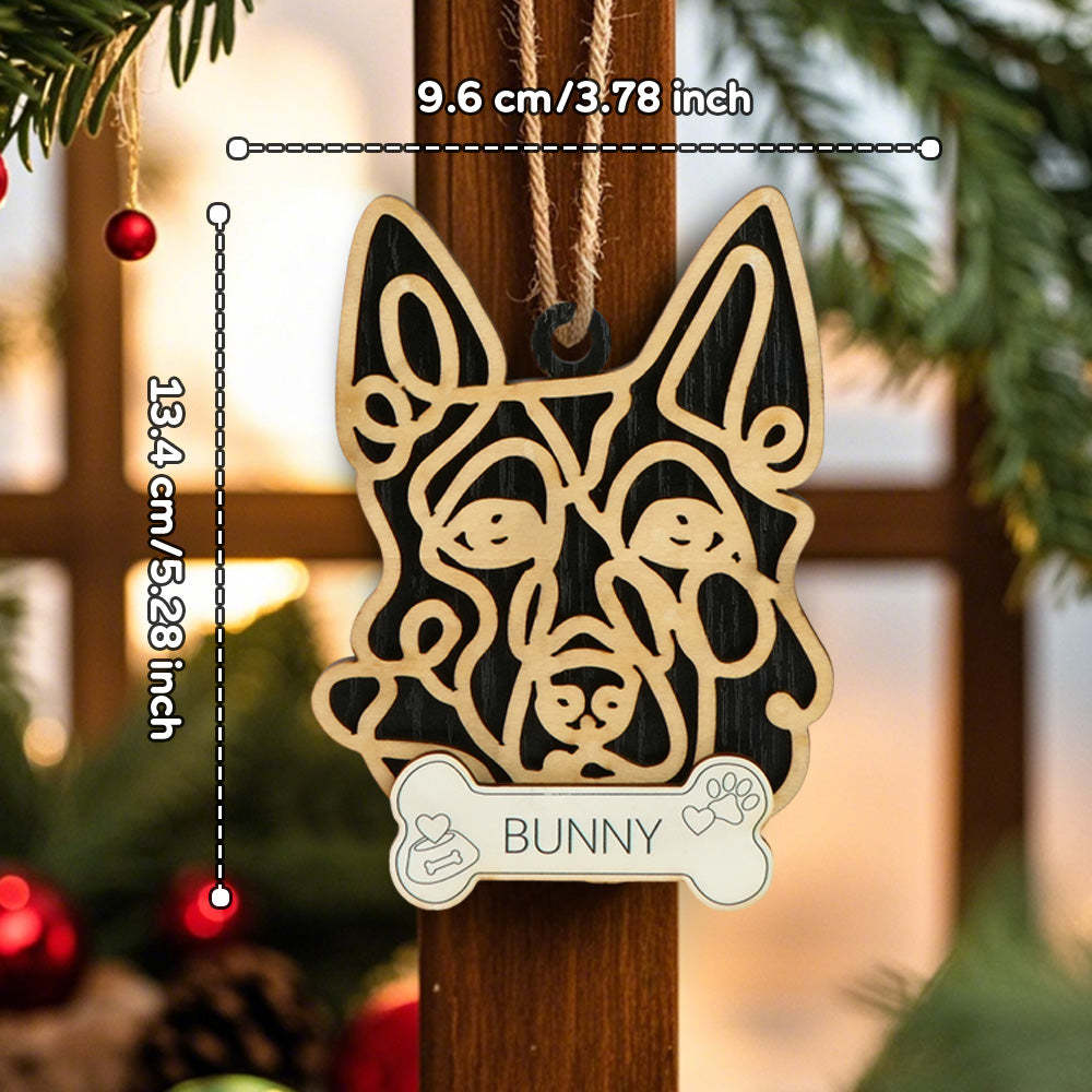 Personalized Line Art Dog with Name Christmas Ornament Christmas Gift for Dog Lover - Get Photo Blanket