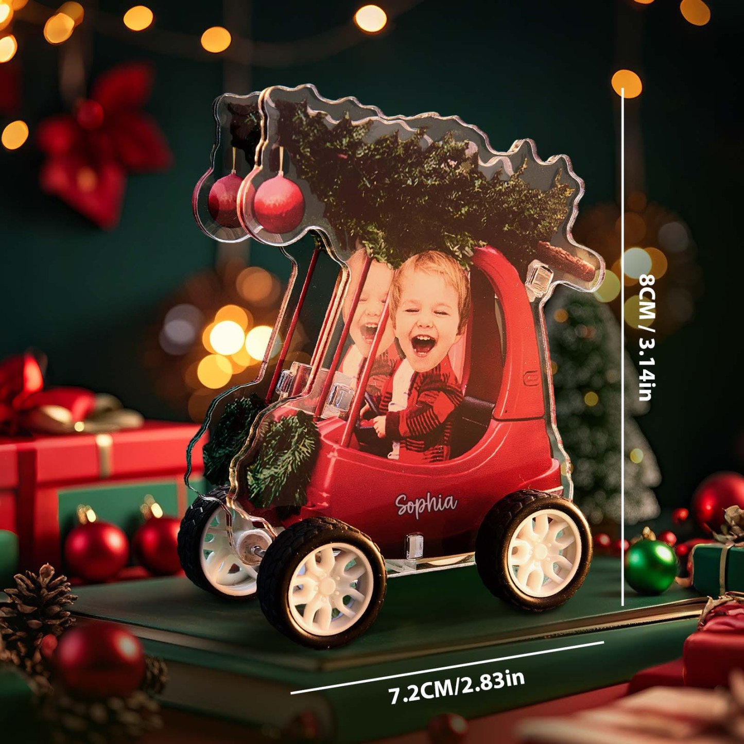 Custom Photo And Lettering Christmas Pull-Back Trolley Color