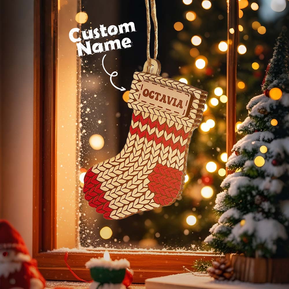 Personalized Name Winter Beanie Hat Christmas Ornament Custom Christmas Winter Mitten Stocking Sweater Ornament - Get Photo Blanket