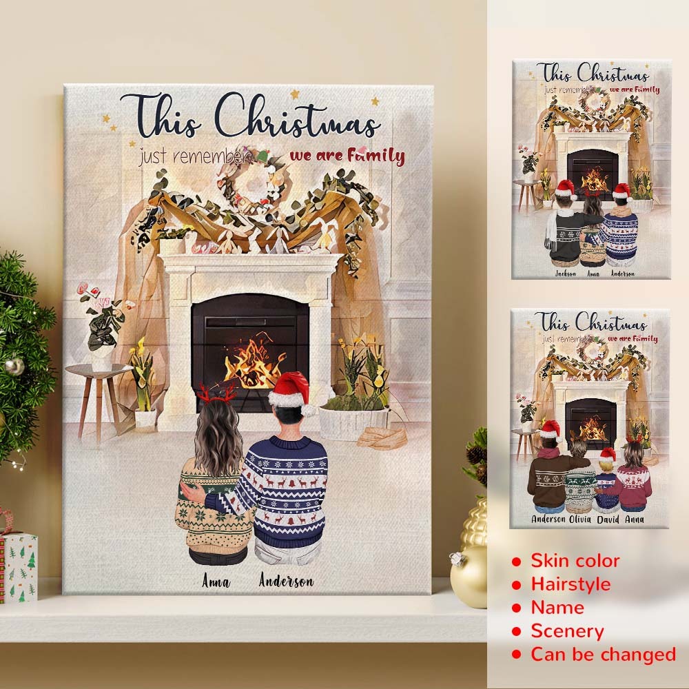 Custom Family Image Back View Clip Art Personalized Name Cartoon Christmas Gifts Plaque Frame Table Decor - Get Photo Blanket