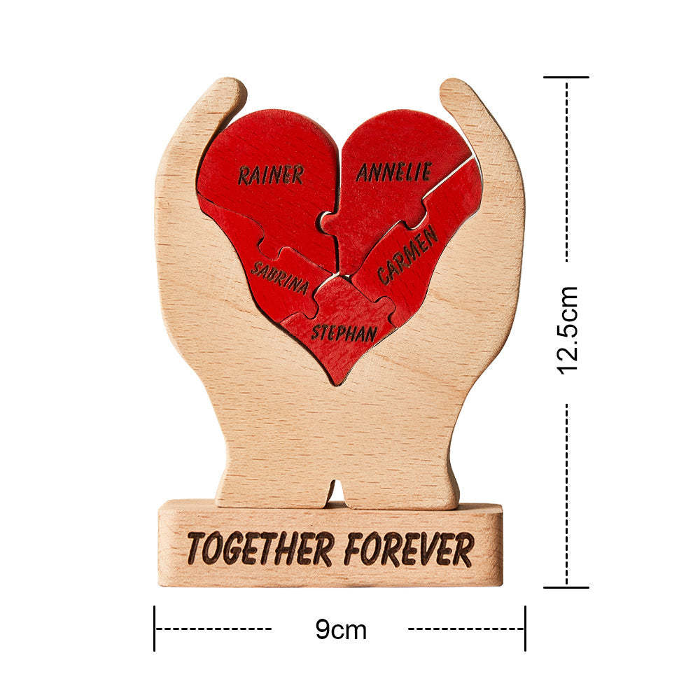 Custom Names Wooden Heart Family Puzzle Home Decor Christmas Gifts - Get Photo Blanket