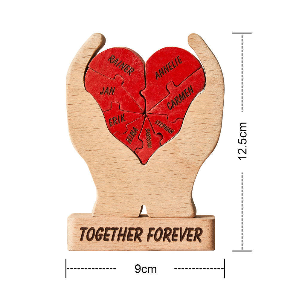 Custom Names Wooden Heart Family Puzzle Home Decor Christmas Gifts - Get Photo Blanket