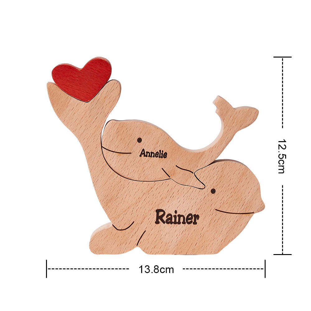 Custom Names Wooden Dolphins Family Puzzle Home Decor Christmas Gifts - Get Photo Blanket