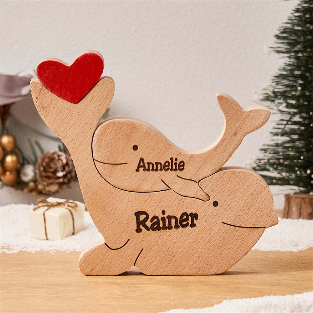Custom Names Wooden Dolphins Family Puzzle Home Decor Christmas Gifts - Get Photo Blanket