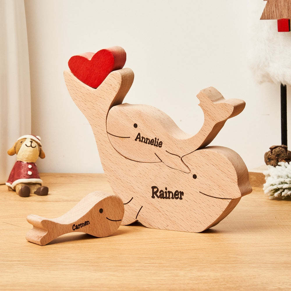 Custom Names Wooden Dolphins Family Puzzle Home Decor Christmas Gifts - Get Photo Blanket