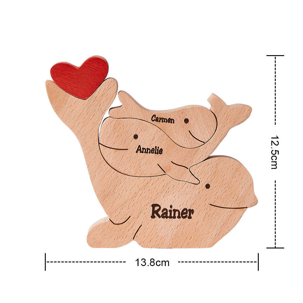 Custom Names Wooden Dolphins Family Puzzle Home Decor Christmas Gifts - Get Photo Blanket