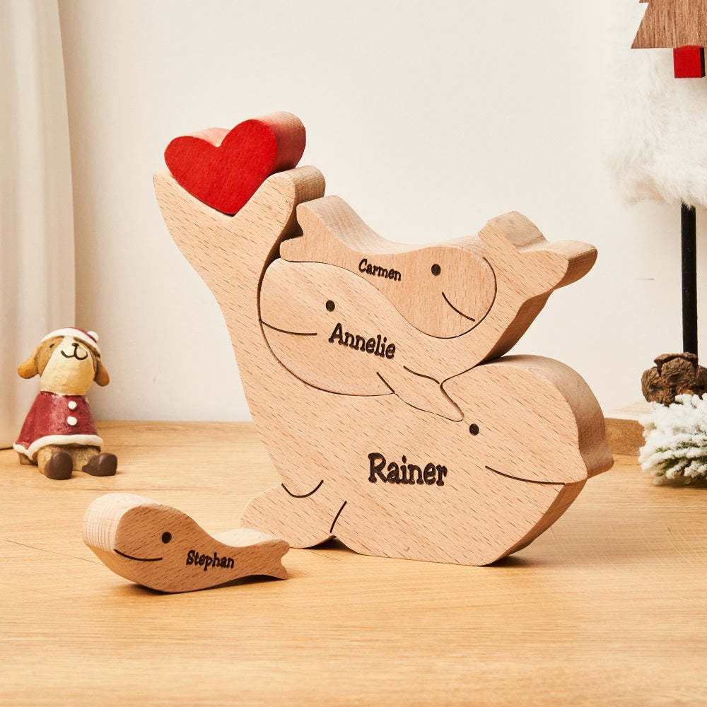 Custom Names Wooden Dolphins Family Puzzle Home Decor Christmas Gifts - Get Photo Blanket