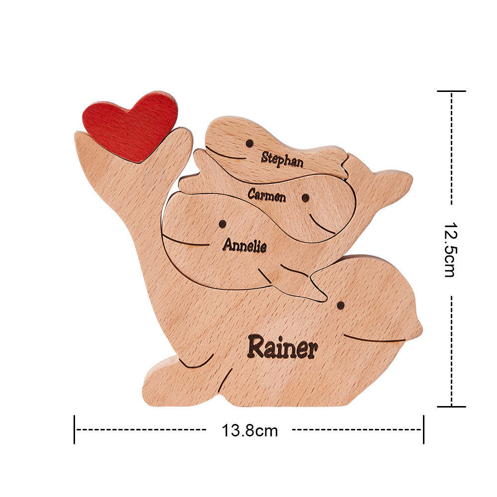 Custom Names Wooden Dolphins Family Puzzle Home Decor Christmas Gifts - Get Photo Blanket