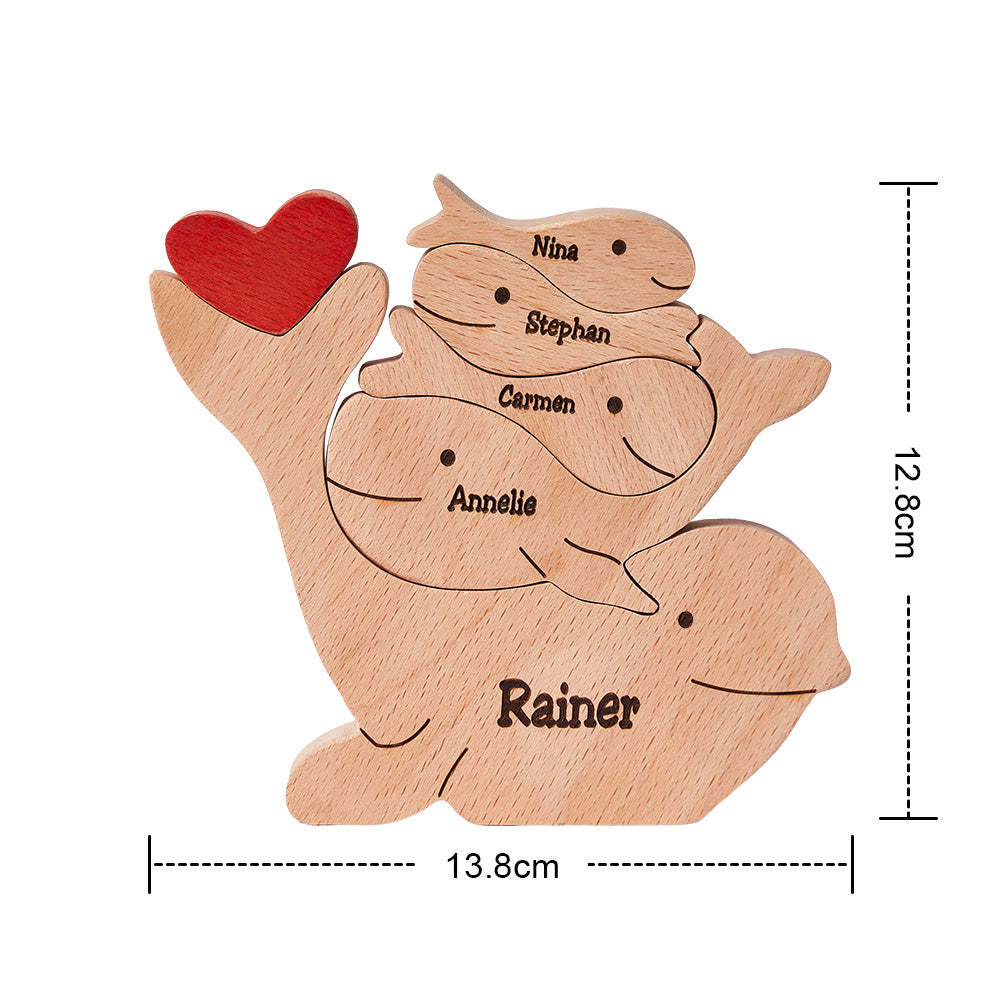 Custom Names Wooden Dolphins Family Puzzle Home Decor Christmas Gifts - Get Photo Blanket