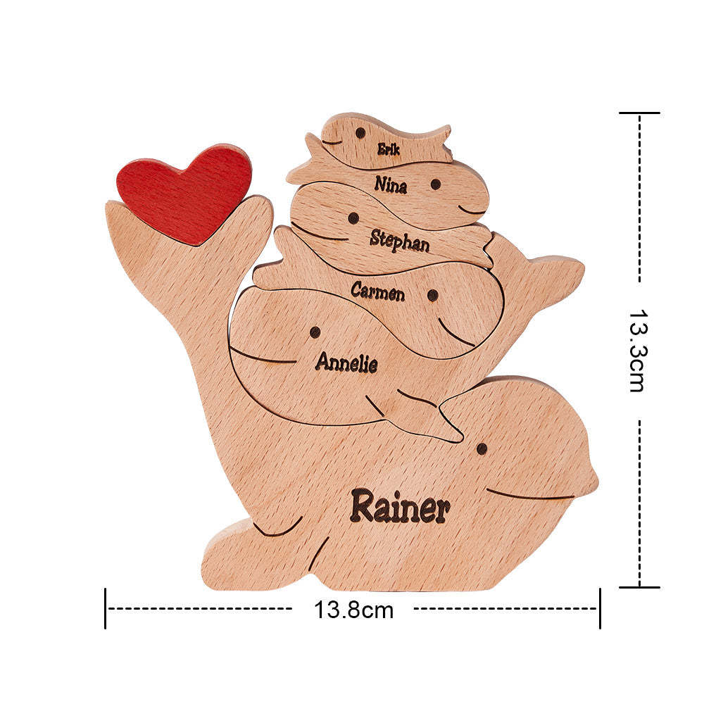 Custom Names Wooden Dolphins Family Puzzle Home Decor Christmas Gifts - Get Photo Blanket