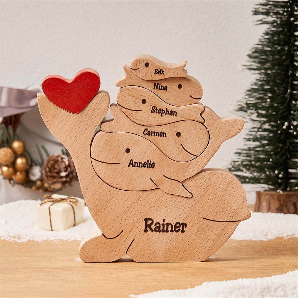 Custom Names Wooden Dolphins Family Puzzle Home Decor Christmas Gifts - Get Photo Blanket