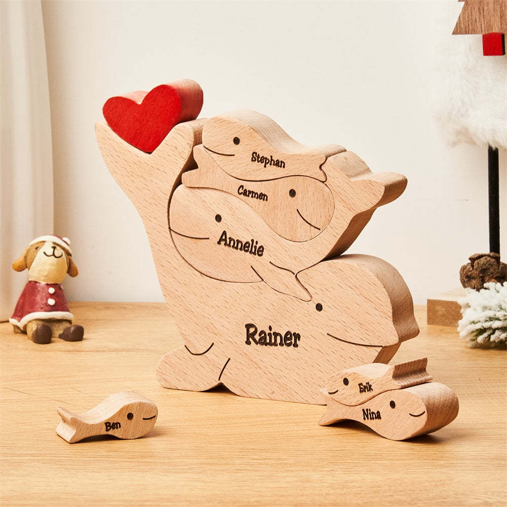 Custom Names Wooden Dolphins Family Puzzle Home Decor Christmas Gifts - Get Photo Blanket