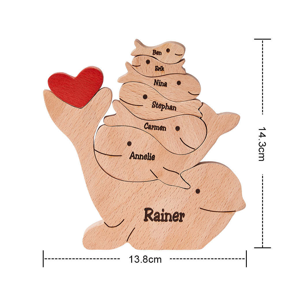 Custom Names Wooden Dolphins Family Puzzle Home Decor Christmas Gifts - Get Photo Blanket