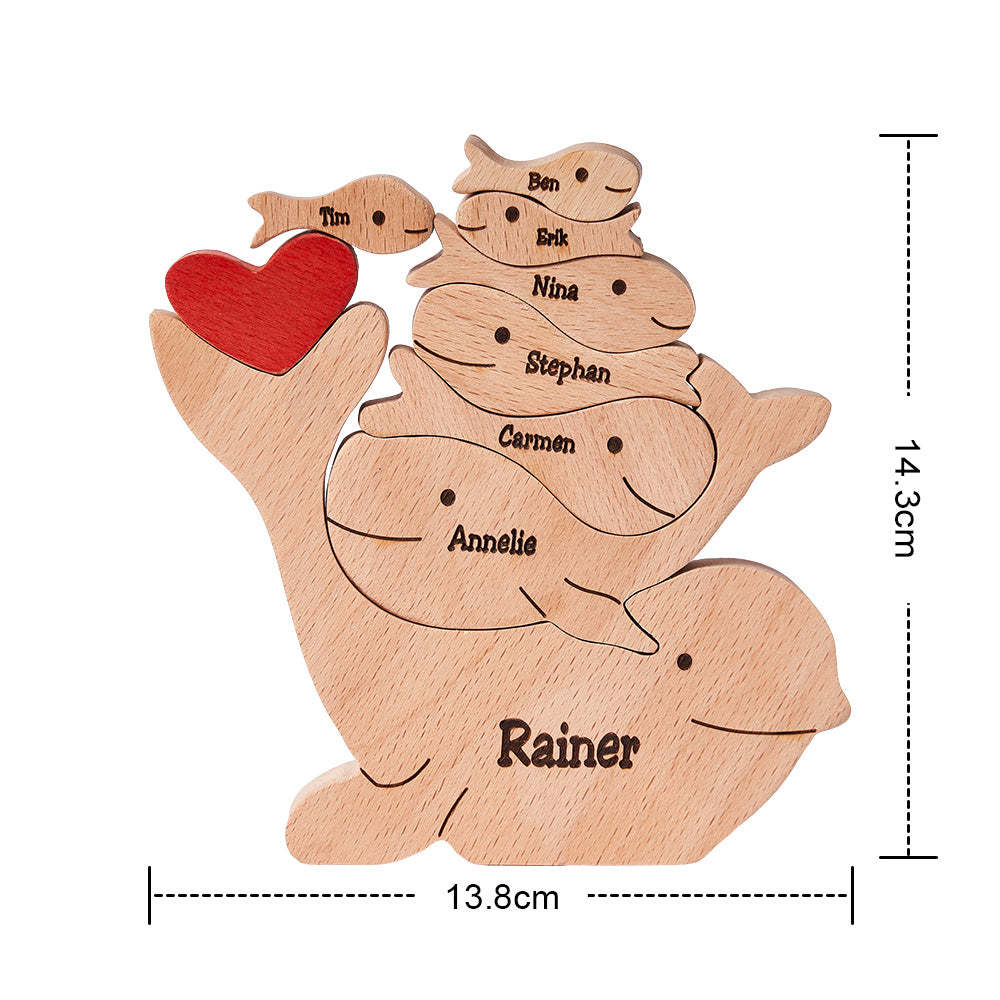 Custom Names Wooden Dolphins Family Puzzle Home Decor Christmas Gifts - Get Photo Blanket