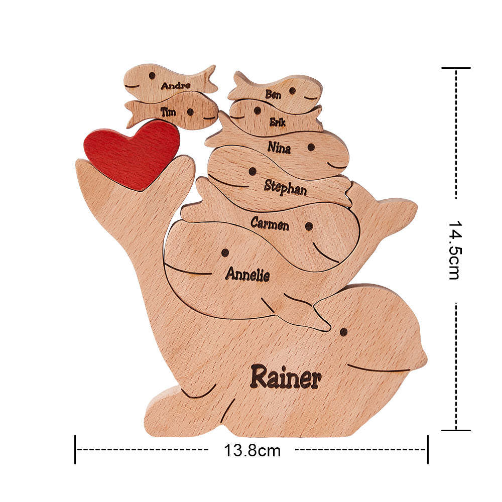 Custom Names Wooden Dolphins Family Puzzle Home Decor Christmas Gifts - Get Photo Blanket