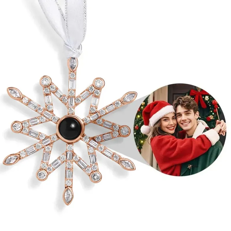 Personalized Pink Snowflake Photo Ornament Custom Projection Ornaments Christmas Gifts - Get Photo Blanket