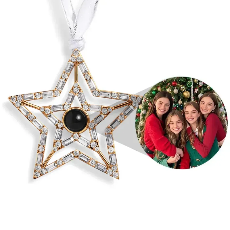 Personalized Pink Snowflake Photo Ornament Custom Projection Ornaments Christmas Gifts - Get Photo Blanket