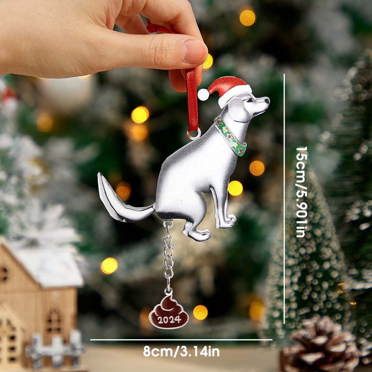 Personalized Funny Pooping Dog Ornament for Christmas Tree Decoration Gifts for Family Friends - Get Photo Blanket