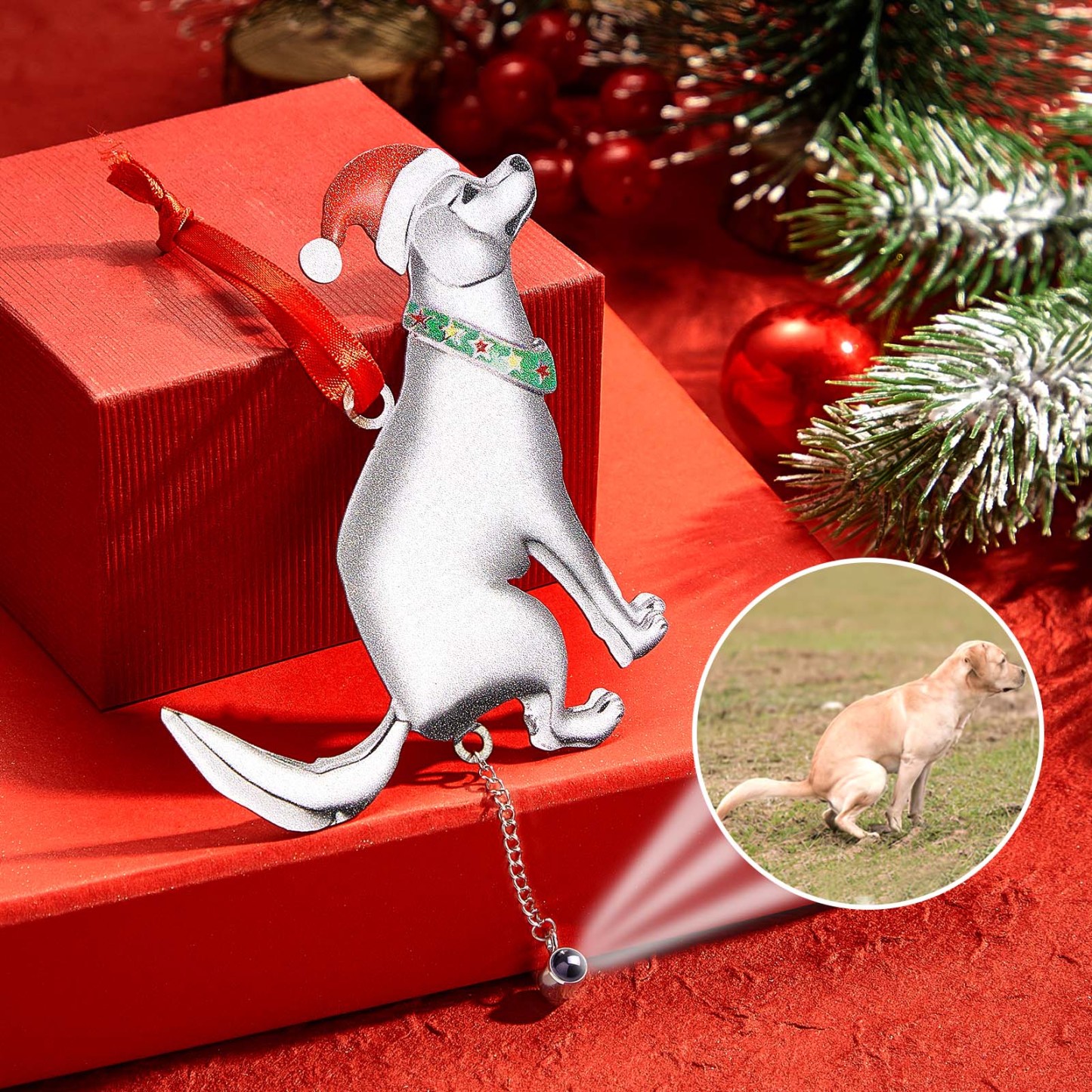 Personalized Projection Photo Christmas Ornament Funny Dog Ornament Gifts for Pet Lovers - Get Photo Blanket