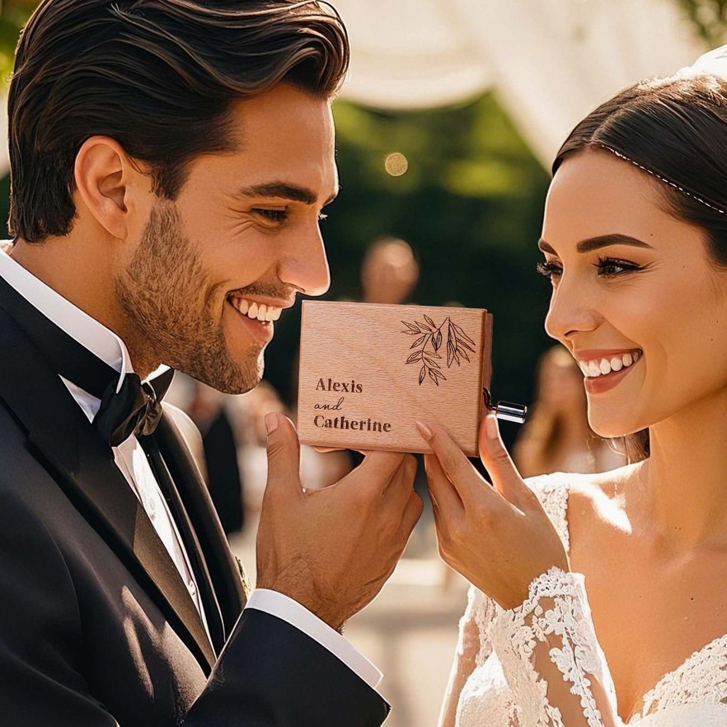 Melocraft Custom Wedding Hand Crank Paper Strip Music Box Personalized Music Box With Paper Strips Personalized Engraving