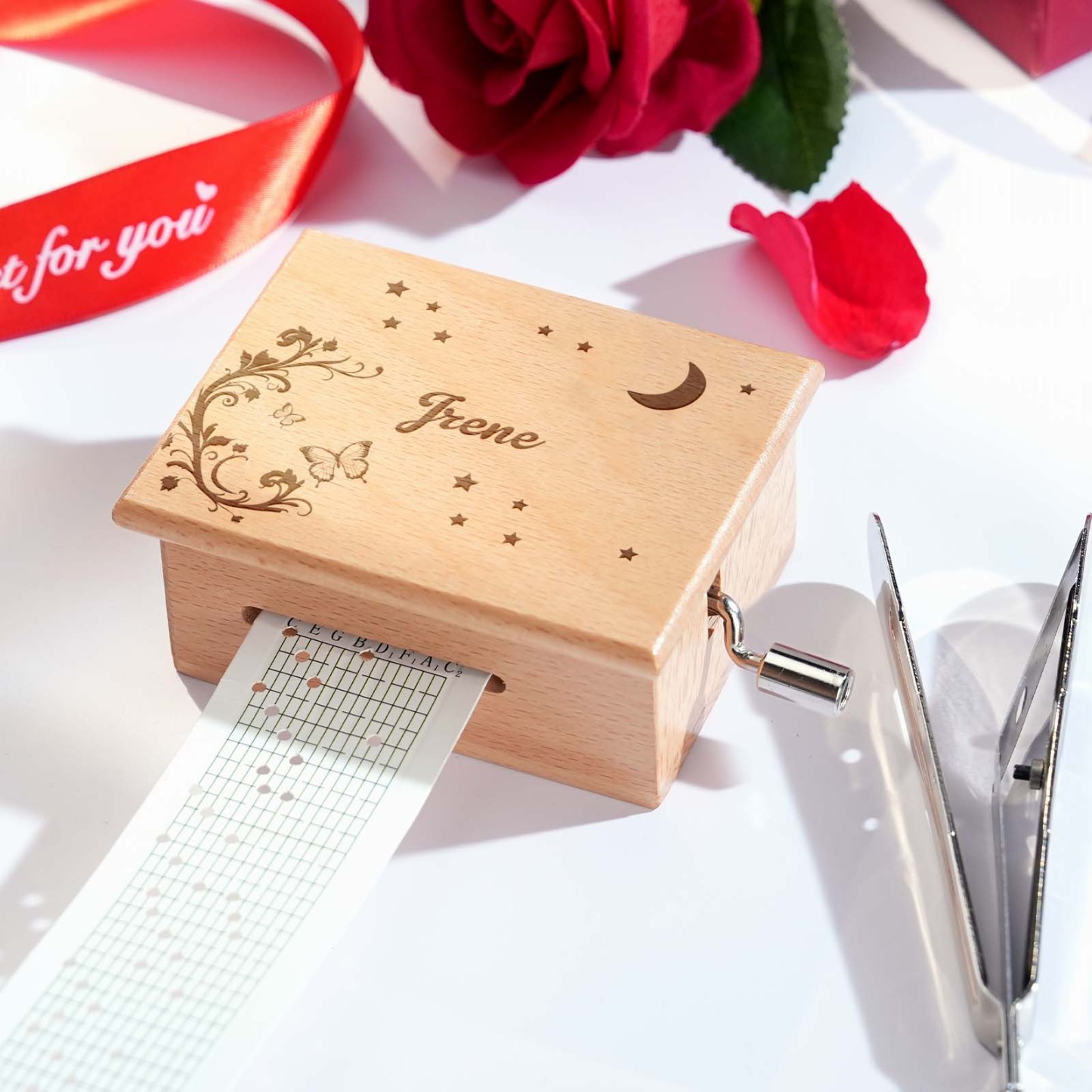 Melocraft Custom Hand Crank Paper Strip Music Box Personalized Music Box With Paper Strips Personalized Engraving