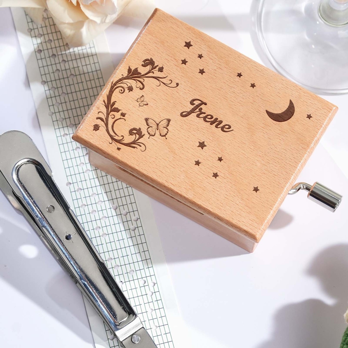 Melocraft Custom Wedding Hand Crank Paper Strip Music Box Personalized Music Box With Paper Strips Personalized Engraving