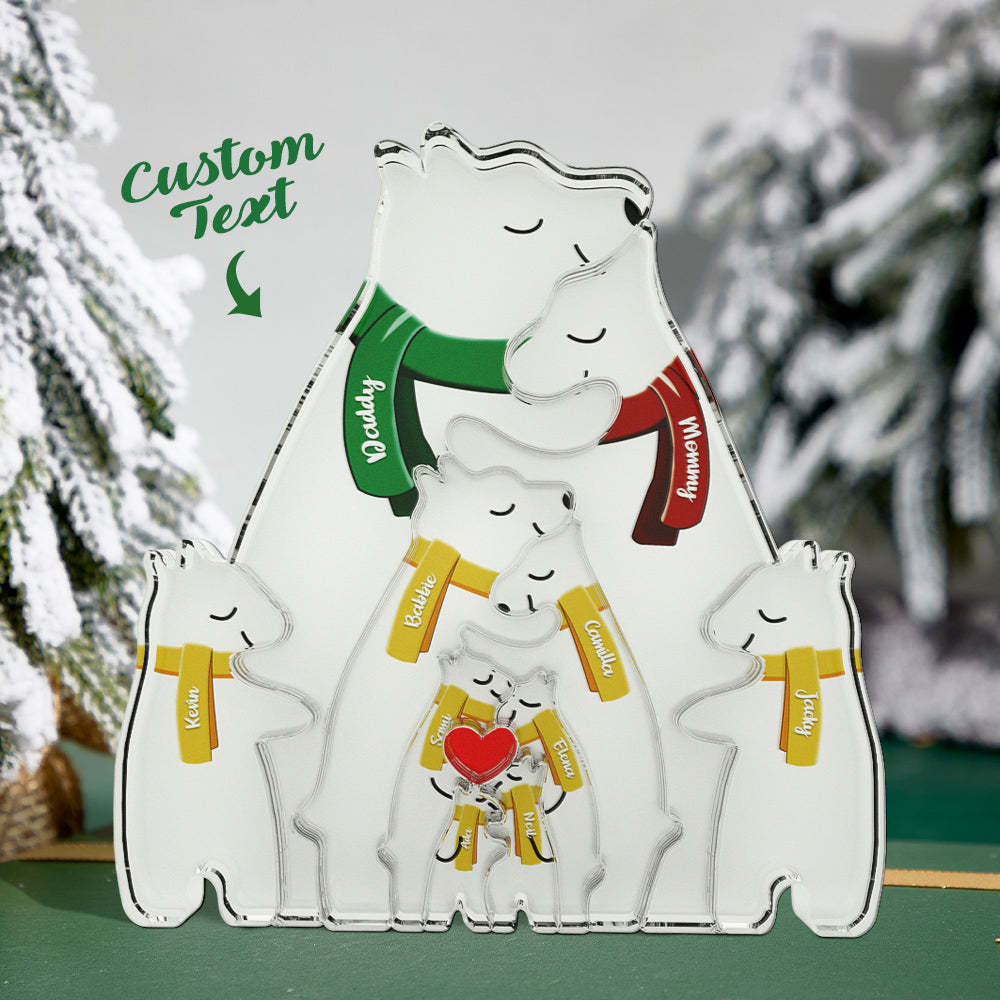 Custom Names Hugging Bear Family Acrylic Bear Family Puzzle Home Decor Christmas Gifts - Get Photo Blanket